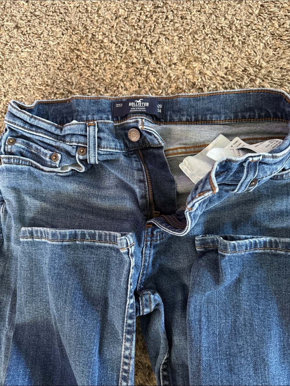Hollister Men's Slim Straight Dark Blue Denim Jeans